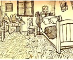 Boceto de la habitación incluido en una carta a Theo